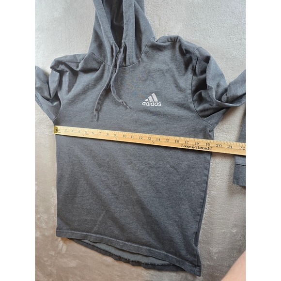 Adidas Hoodie Sweatshirt Mens S Fit XS Grey Fleece Lightweight *Read - Picture 3 of 7
